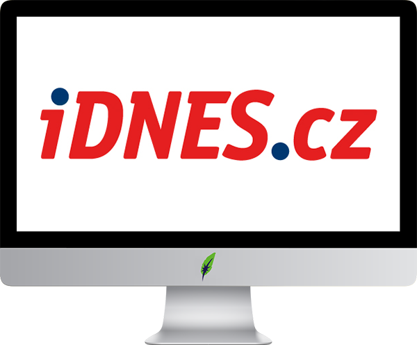 Computerscherm met logo Tsjechischtalig online newsportal - Idnes.cz - in kleur op transparante achtergrond - 600 * 496 pixels